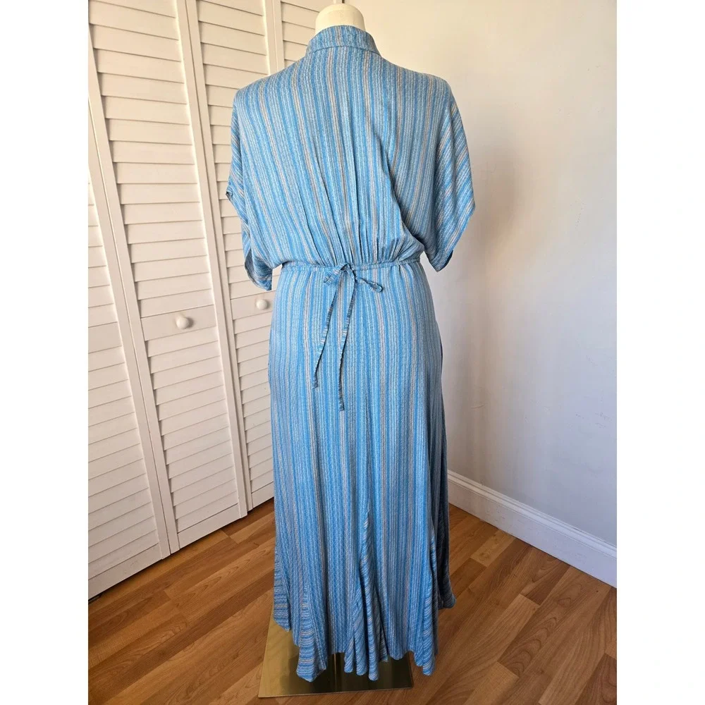 Free People Rowan Blue Stripe Dolman Maxi Dress M Boho Coastal Resort Travel